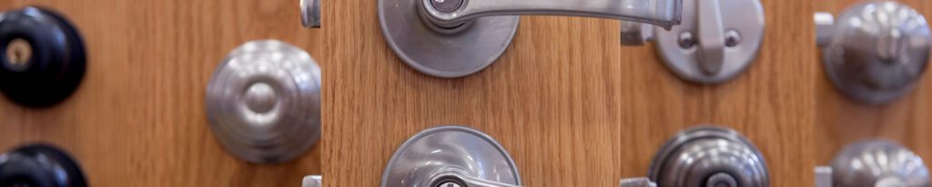Door knobs for sale at Mid-City Lumber